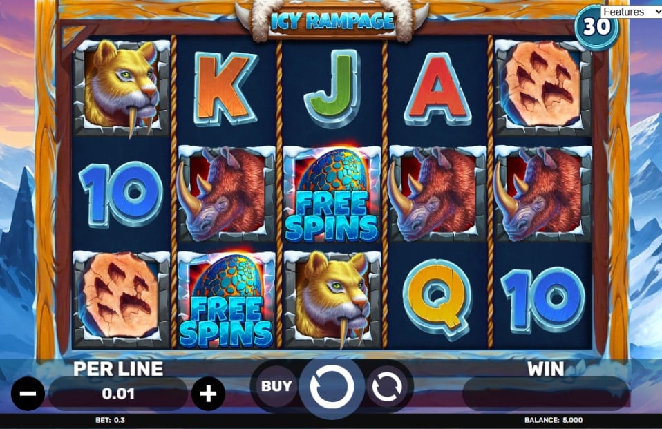 Icy Rampage slot reels by Spinomenal