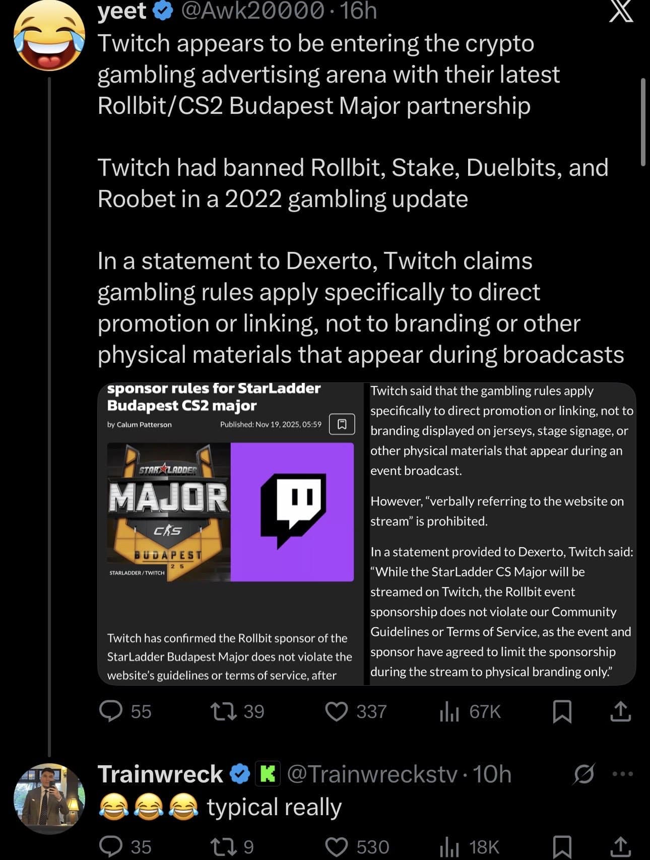 Twitch Greenlights CS2 StarLadder Budapest Major Amid Rollbit Sponsor Drama