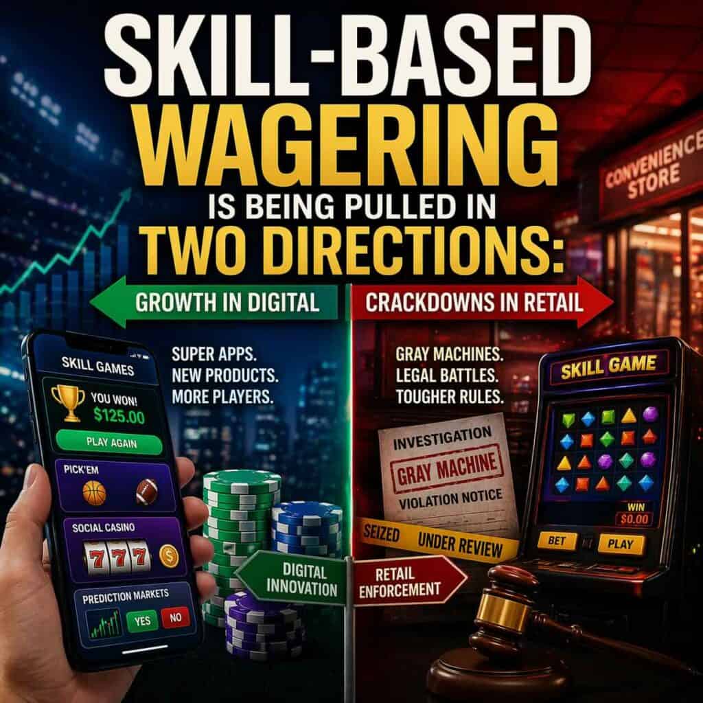 Skill-Based Wagering Is Being Pulled in Two Directions: Growth in Digital, Crackdowns in Retail