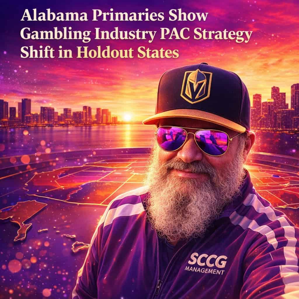 Steve stands in a confident pose wearing a branded cap, sunglasses, beard, and striped jacket under a vibrant magenta sunset sky with a modern city skyline in the background.