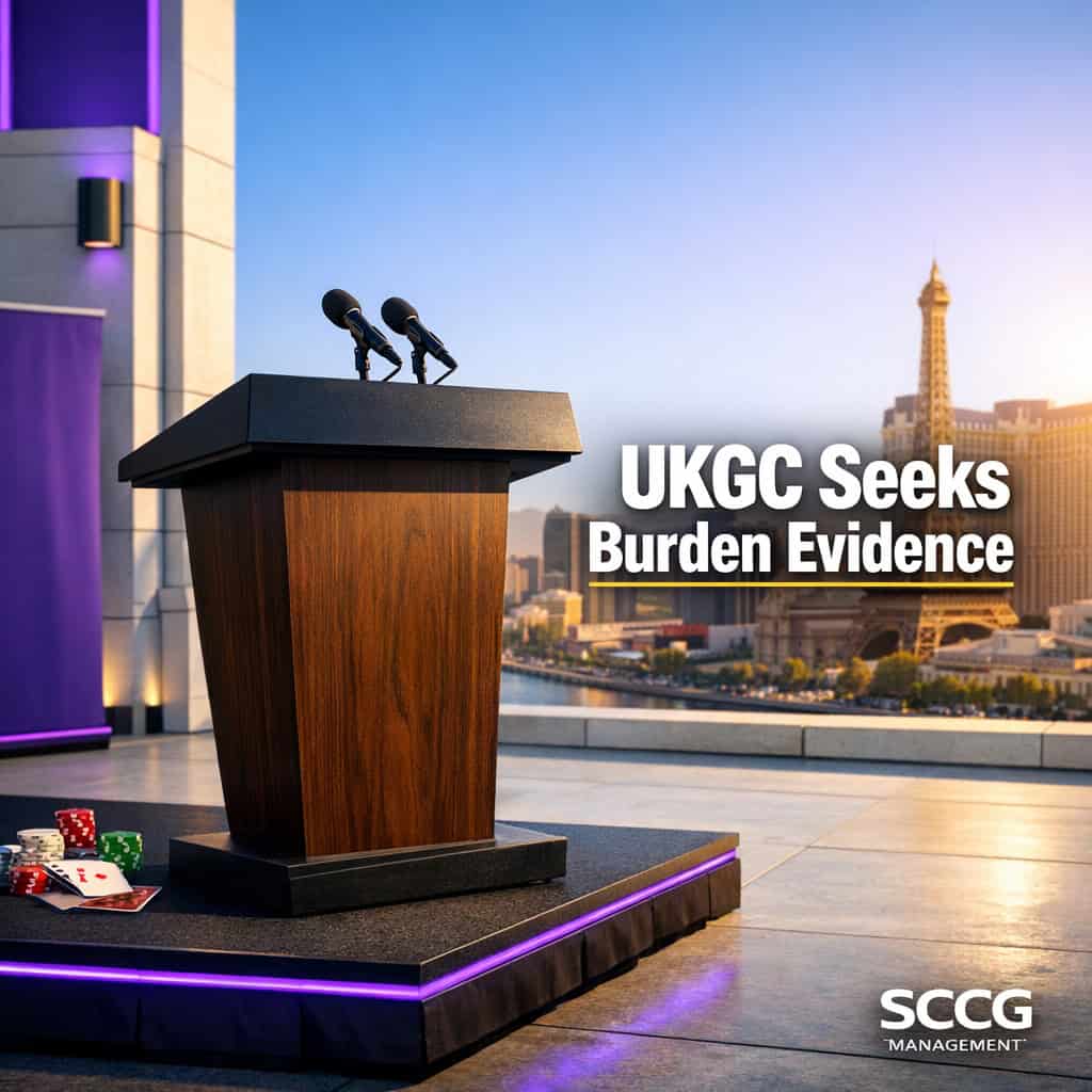 A regulator's podium stands under bright daylight with open sky beside it ready for official statements on regulatory burdens.