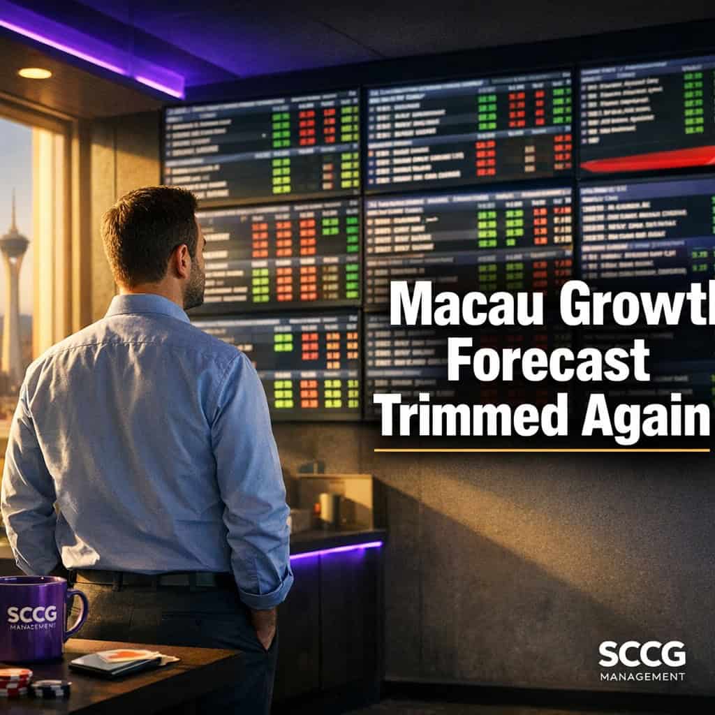 Analyst reviewing live odds on a wall of casino screens under bright daylight.