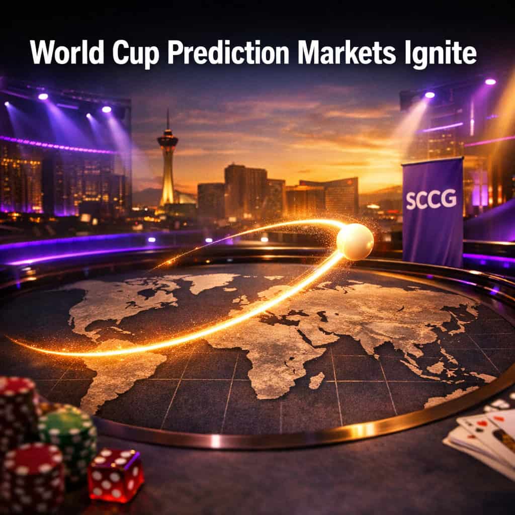 A glowing roulette ball arcs across a vast world map etched into dark felt, tracing paths between continents under dramatic stadium lighting.