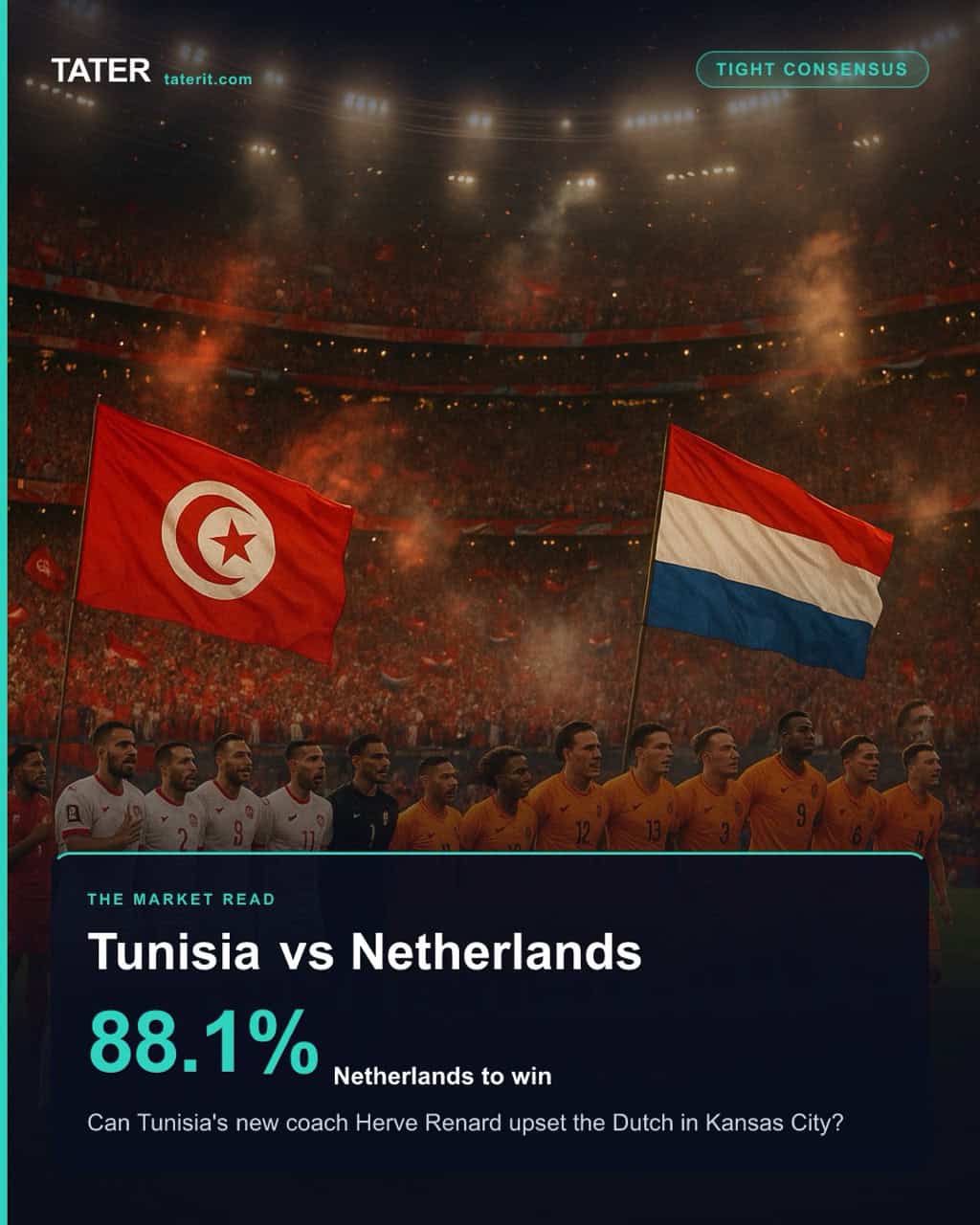Tunisia vs. Netherlands: a Tight Consensus read the market agrees on
