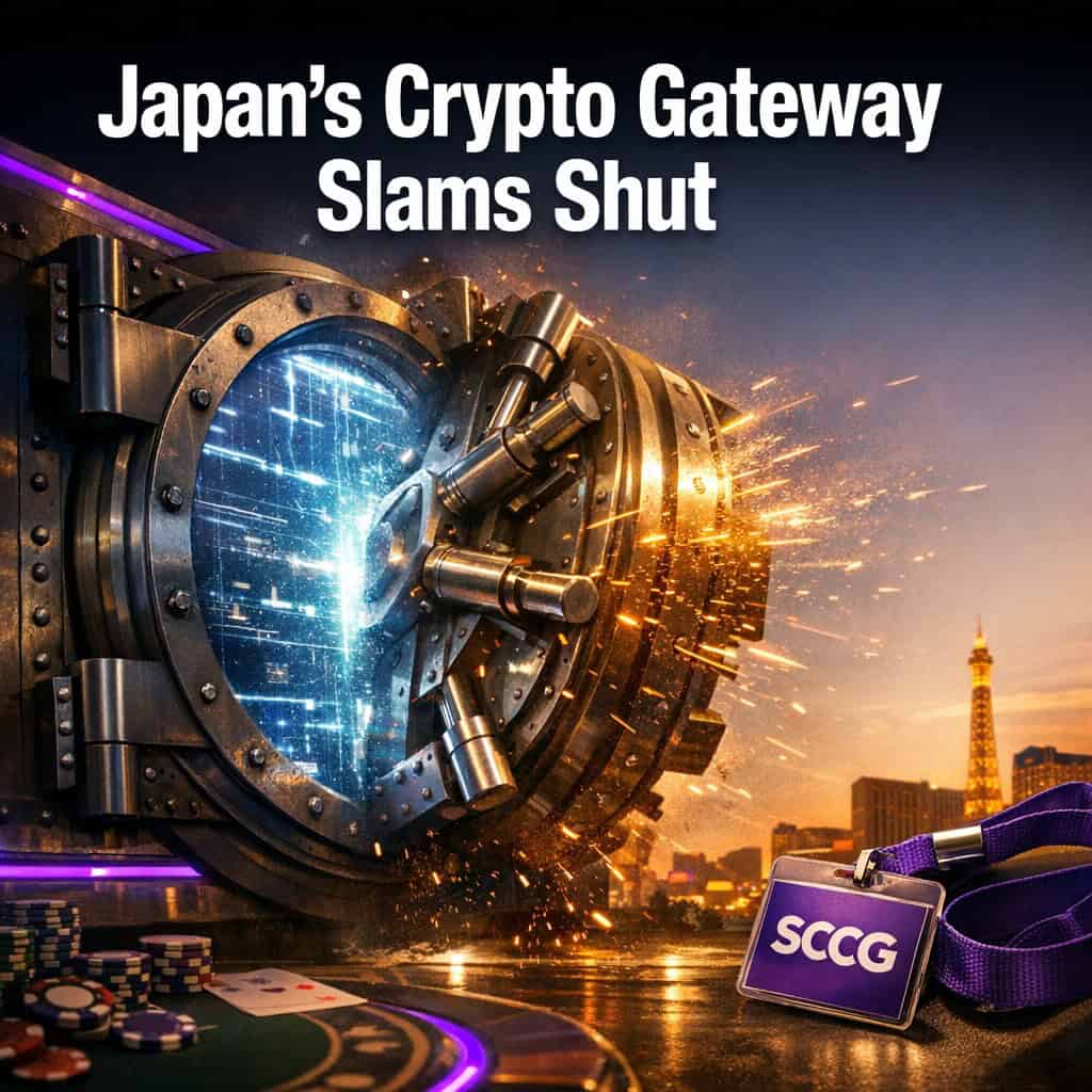 Heavy steel vault door slamming shut and severing glowing digital transaction streams against a dark gradient backdrop.