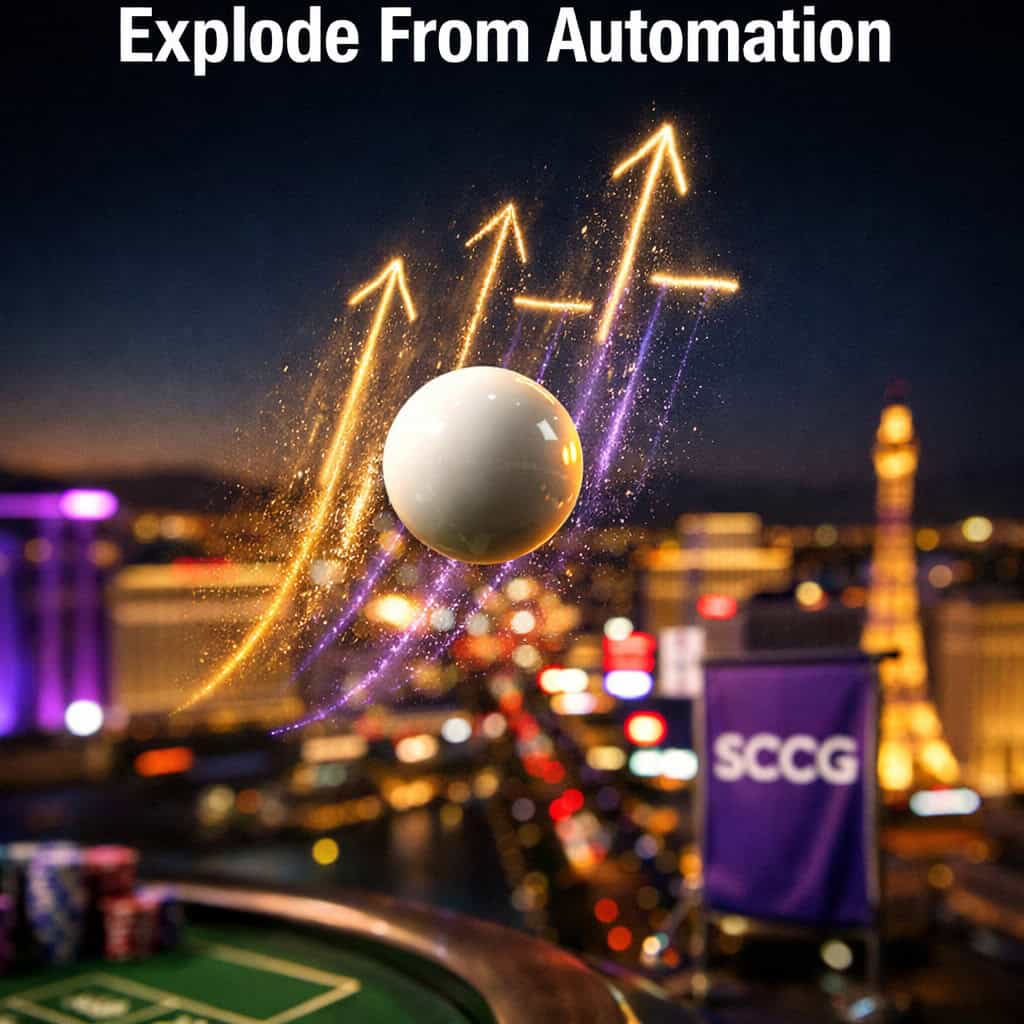 A glowing roulette ball arcs through the air above a blurred city grid, trailing streaks of light that echo football scorelines and margin spikes.