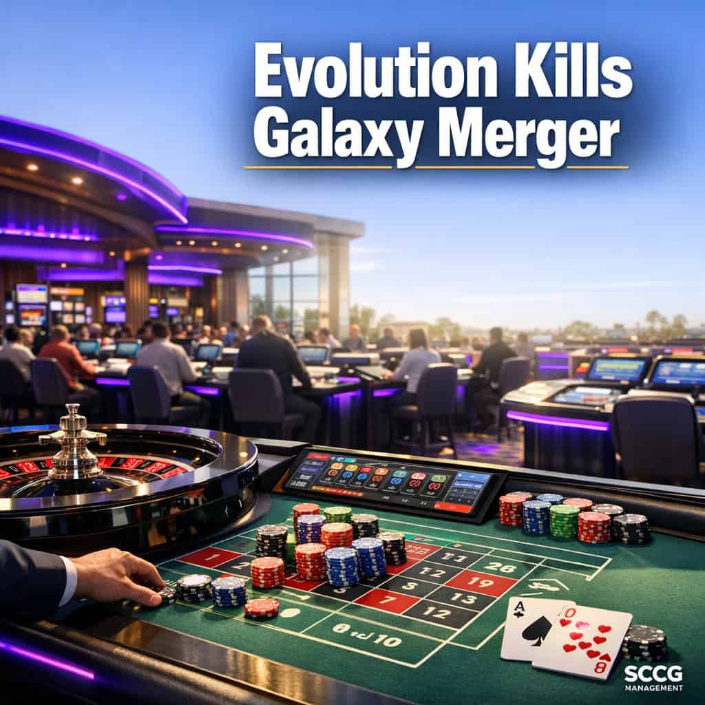 Busy casino slot floor with active electronic table game terminals and live dealer roulette station mid-play under bright daylight.