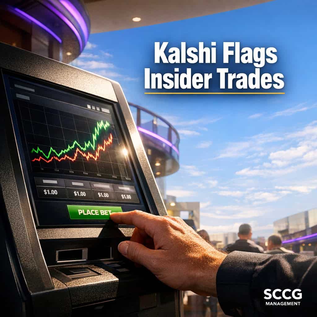 Hand placing a live bet on a self-service prediction market terminal with surging speech contract lines.