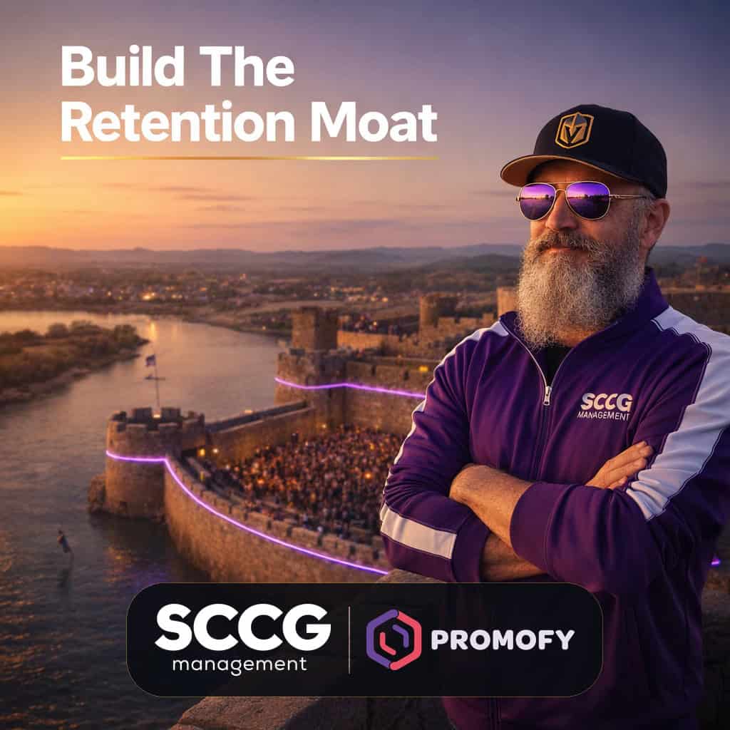 Stephen Crystal atop a moat-encircled fortress: Build The Retention Moat, SCCG Management and Promofy