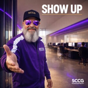 Stephen Crystal welcoming the next generation into a modern gaming operations training floor: Show Up, SCCG Management