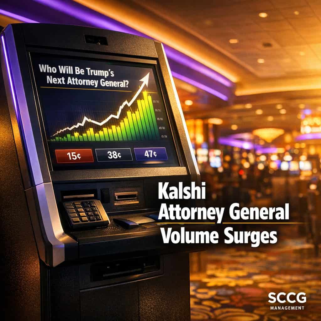 What Is Driving the Surge of Money Into Kalshi Prediction Market on Trump’s Next Attorney General? 1 Self-service betting terminal screen showing surging volume on the Kalshi market for Trump’s next Attorney General.