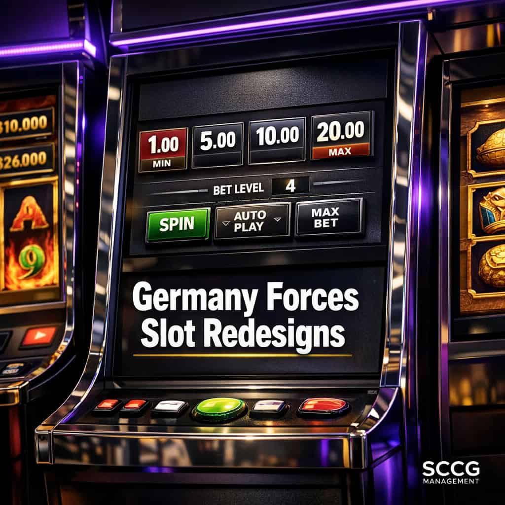 Modern slot machine screen showing multiple tiered stake interface versions side by side under bright studio light.