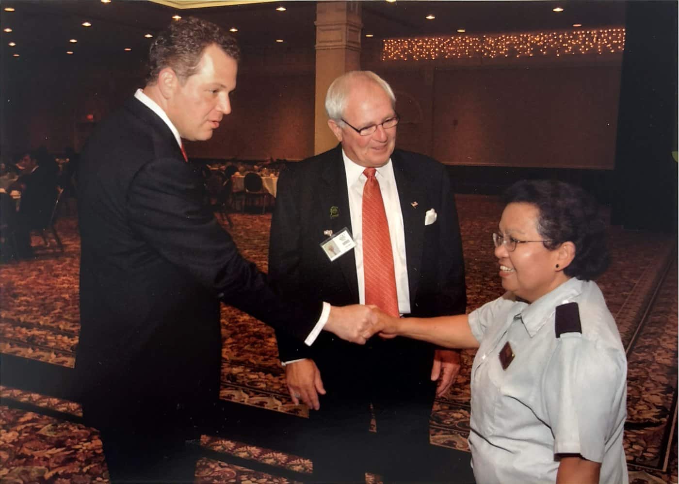 Guests greeting a member of staff on the casino floor during the Barrick Gaming opening.